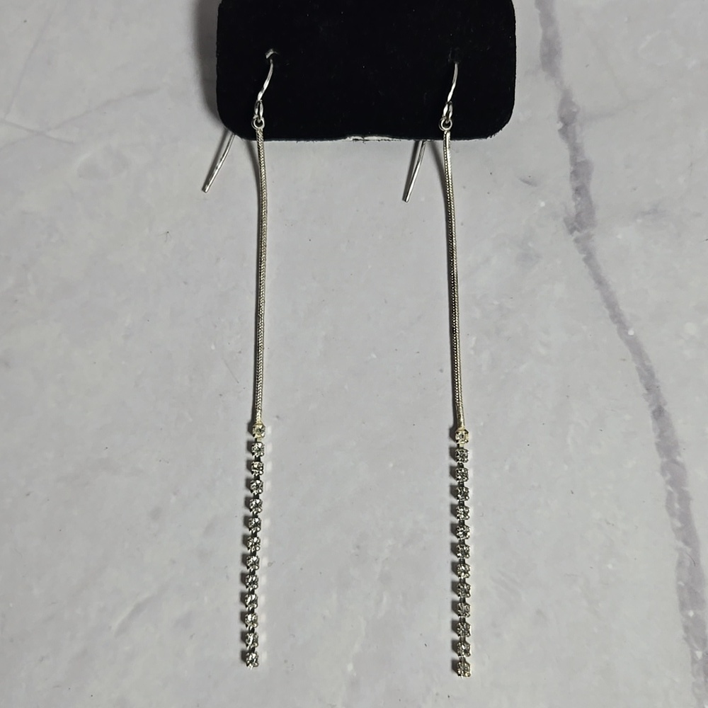 Sterling Silver Dangle Earrings with Clear Crystal Accents